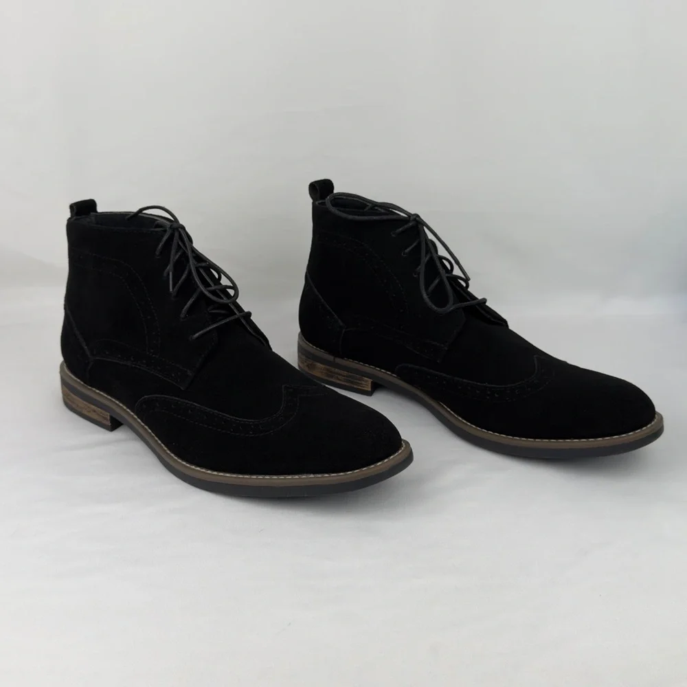Bruno Marc Black Suede Wingtip Chukka Boots Men Sz 11